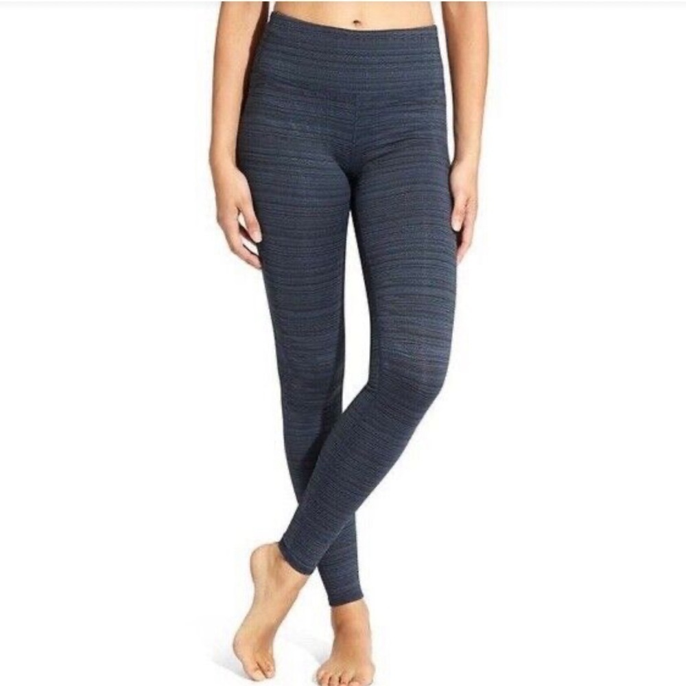 ATHLETA High Rise Jacquard Chaturanga Tight Legging Blue Black Medium Gym